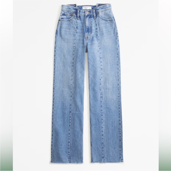 Abercrombie & Fitch Curve Love High Rise 90s Relaxed Jeans Seamed 32 / 14 Long - Picture 1 of 5